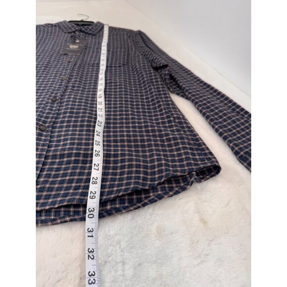 New Report Collection Men's Size L Soft Touch Flannel Blue Plaid Classic Fit - Picture 4 of 11